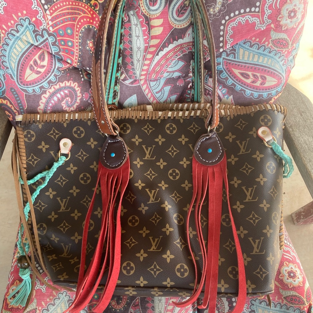 Upcycled Repurposed Louis Vuitton Handbag Western